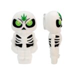 3.5 INCH SKULL MAN SILICONE PIPE WITH POT LEAF FORHEAD - Image 2