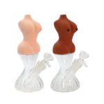 8 INCH GLASS BASE BONG WITH SILICONE LADY BOOBIES TOP WHITE AND BLACK