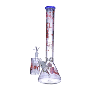 CLOVER 18 INCH “JELLYFISH COLLECTION” 7MM BEAKER BONG WITH MATCHING PERC ASH CATCHER - PURPLE