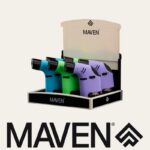 DISPLAY OF 6 MAVEN TUSK POCKET TORCHES, 3 EACH PURPLE GREEN & BLUE