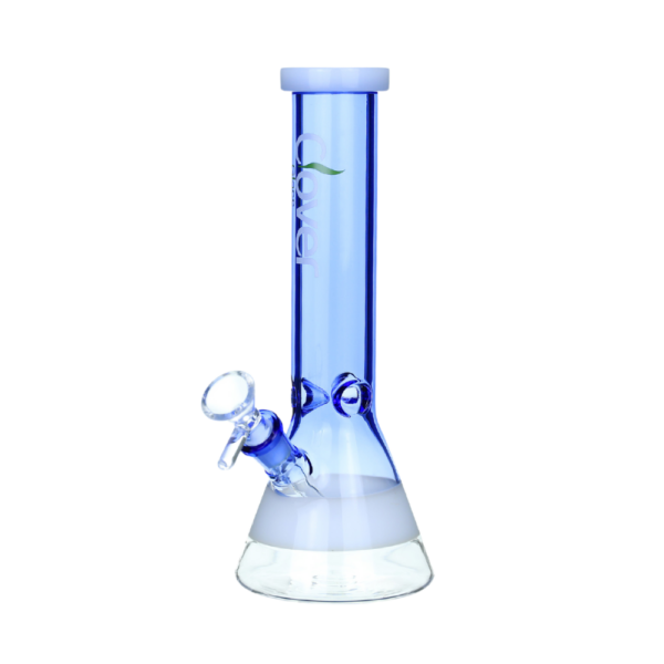 CLOVER 9 INCH 5MM COLOURED BONG WITH CLEAR BASE - BLUE