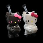 6 INCH SILICONE HELLO KITTY BONG WITH GLASS MOUTHPIECE - Image 2