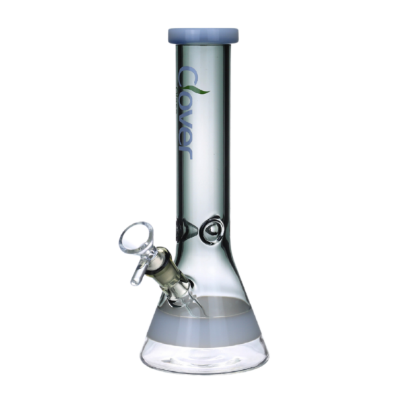 CLOVER 9 INCH 5MM COLOURED BONG WITH CLEAR BASE - BLACK