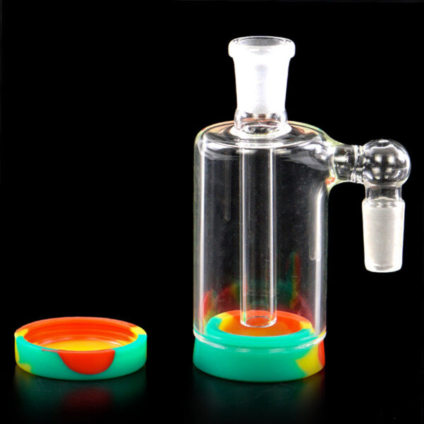 MEDIUM GLASS ASH CATCHER/RECLAIM WITH SILICONE BASE AND LID