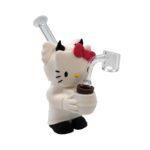6 INCH SILICONE HELLO KITTY BONG WITH GLASS MOUTHPIECE - Image 5