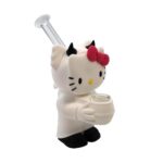 6 INCH SILICONE HELLO KITTY BONG WITH GLASS MOUTHPIECE - Image 8