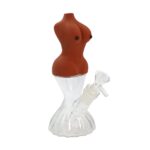 8 INCH GLASS BASE BONG WITH SILICONE LADY BOOBIES TOP WHITE AND BLACK - Image 8