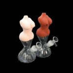 8 INCH GLASS BASE BONG WITH SILICONE LADY BOOBIES TOP WHITE AND BLACK - Image 19