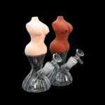 8 INCH GLASS BASE BONG WITH SILICONE LADY BOOBIES TOP WHITE AND BLACK - Image 20
