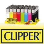 DISPLAY OF 48 CLIPPER PLAIN COLOR LIGHTERS