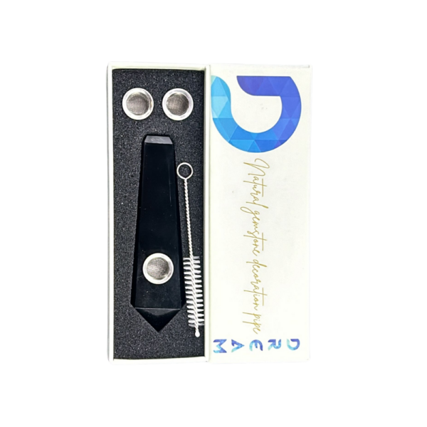 DREAM NATURAL GEMSTONE SMOKING PIPE SET, BLACK OBSIDIAN