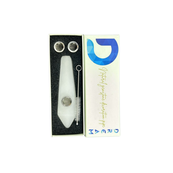 DREAM NATURAL GEMSTONE SMOKING PIPE SET, WHITE JADE