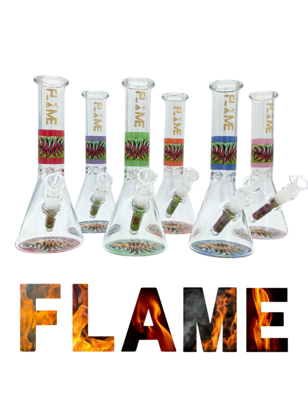 FLAME 10 INCH BEAKER BONG WITH MATCHING DOWNSTEM