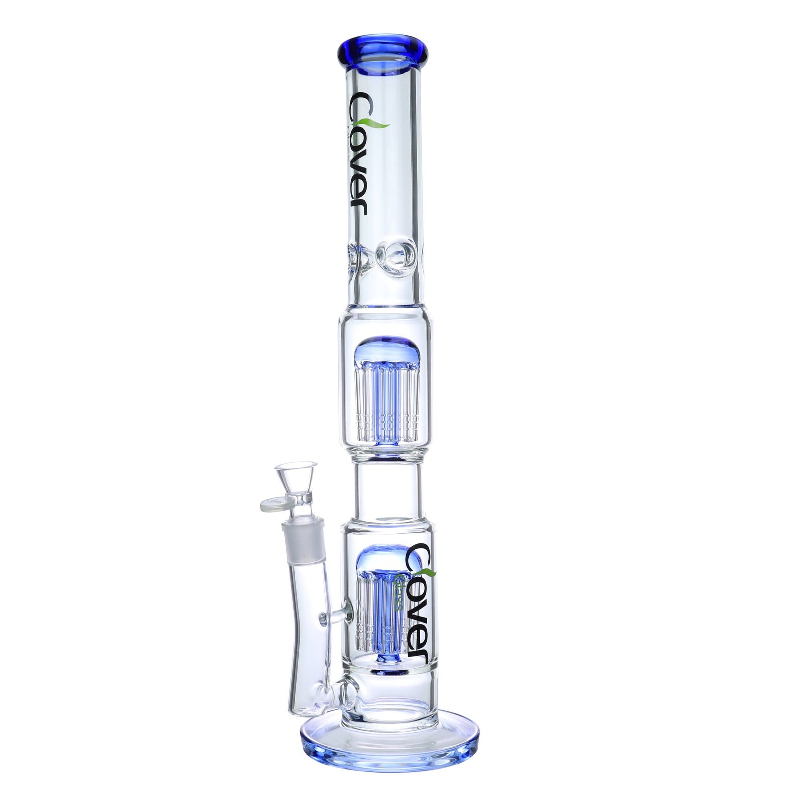 EA2A8052 18.5 INCH CLOVER DOUBLE TREE PERC STRAIGHT BONG - BLUE - Image 1