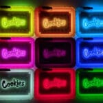 COOKIES LIGHT UP ROLLING TRAY WITH MATCHING VALVET BAG, NEON GREEN
