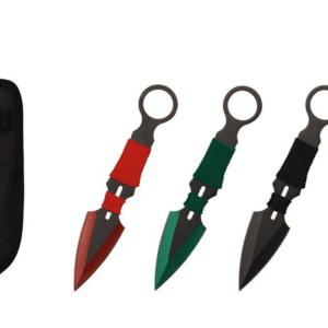 6.5IN Throwing Knife with Sheath 3PC SET – RED/GREEN/BLACK
