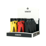 DISPLAY OF 9 MAVEN RAZOR POCKET TORCHES, 3 EACH BLACK RED & YELLOW