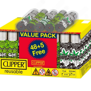 CLIPPER GRAFFITI LEAVES LIGHTERS- 48CT (+5 FREE)
