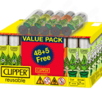 DISPLAY OF 48 CLIPPER RENZO LEAVES LIGHTERS WITH 5 BONUS