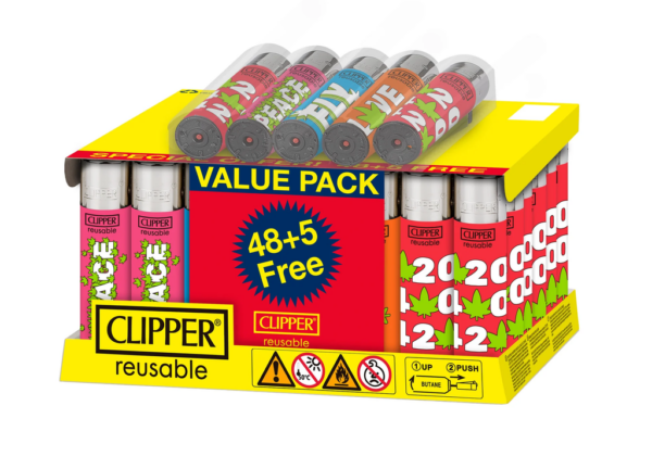 CLIPPER MUSH WORDS LIGHTERS- 48CT (+5 FREE)