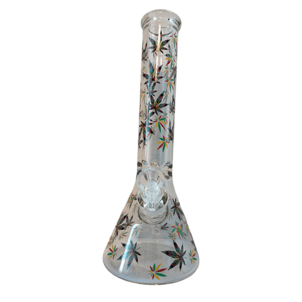 14" LEAF DESIGN GLASS BONG