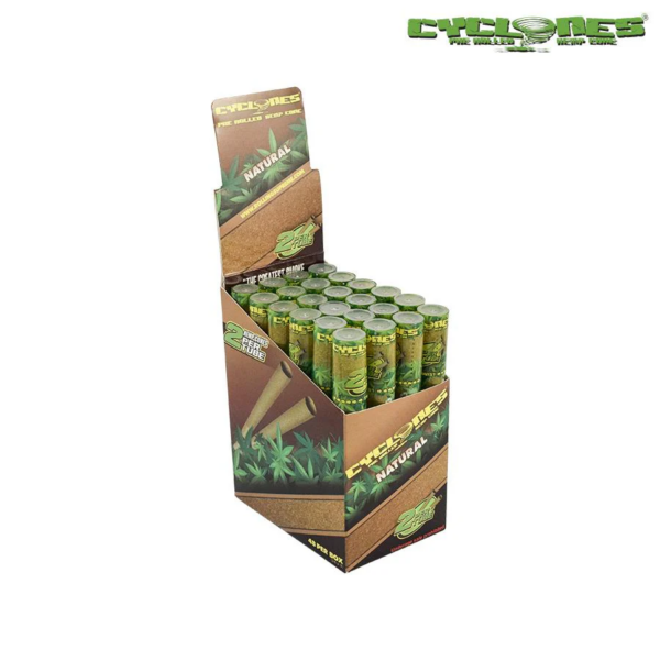CYCLONE HEMP CONES, 24 PACKS OF 2 PRE-ROLLED HEMP NATURAL CONES