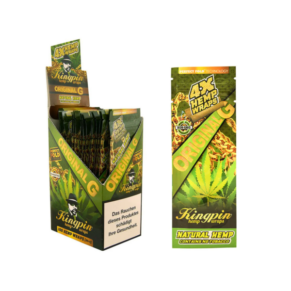 KINGPIN HEMP WRAPS, 25 PACKS OF 4 WRAPS - NATURAL