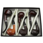 DISPLAY OF 6 RESIN WOOD PIPES. THE OLDER GENTLEMAN COLLECTION