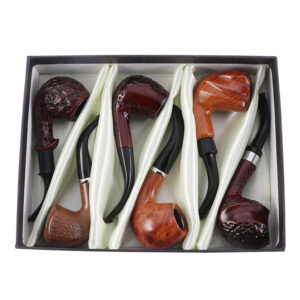 DISPLAY OF 6 RESIN WOOD PIPES.  THE REFINED CLASSIC COLLECTION