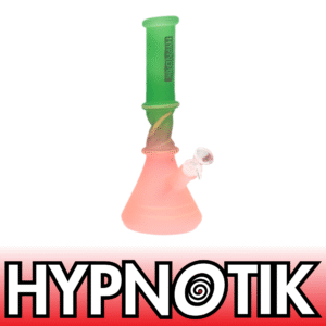 10 INCH HYPNOTIK COLOR CRAZE NEON SPIRAL BONG, GREEN PEACH