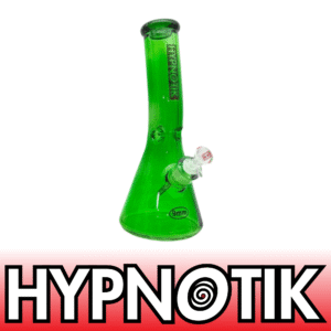 12 INCH 9 MM HYPNOTIK CURVED NECK BEAKER BONG, GREEN
