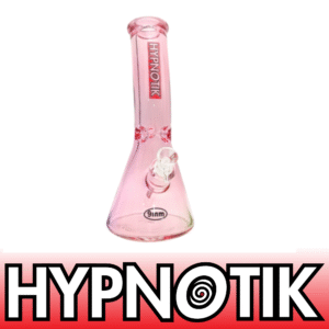 12 INCH 9 MM HYPNOTIK CURVED NECK BEAKER BONG, PINK