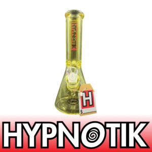 12 INCH 9 MM HYPNOTIK FULL COLORED BEAKER BONG, YELLOW