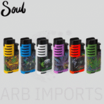 SOUL TRIPLE FLAME TORCH WITH AUTOMATIC FLIP TOP, PHYCO WEED DESIGN - Image 2