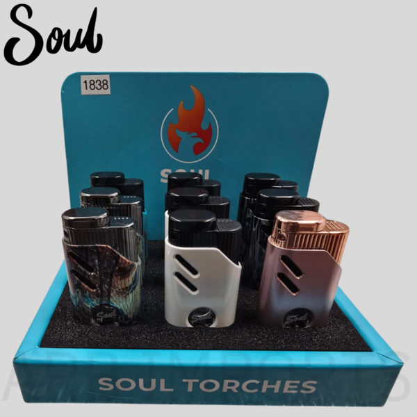 SOUL TRIPLE FLAME TORCH WITH BUTANE WINDOW