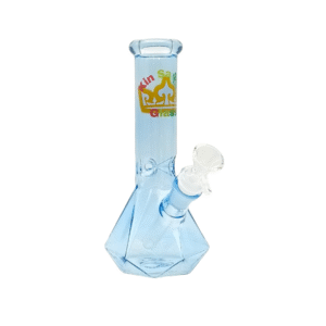 10 INCH 5 MM KIN SA SHA COLORED DIAMOND BEAKER BONG, BLUE