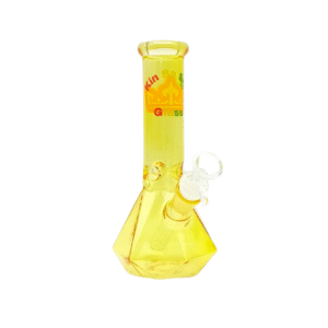 10 INCH 5 MM KIN SA SHA COLORED DIAMOND BEAKER BONG, YELLOW
