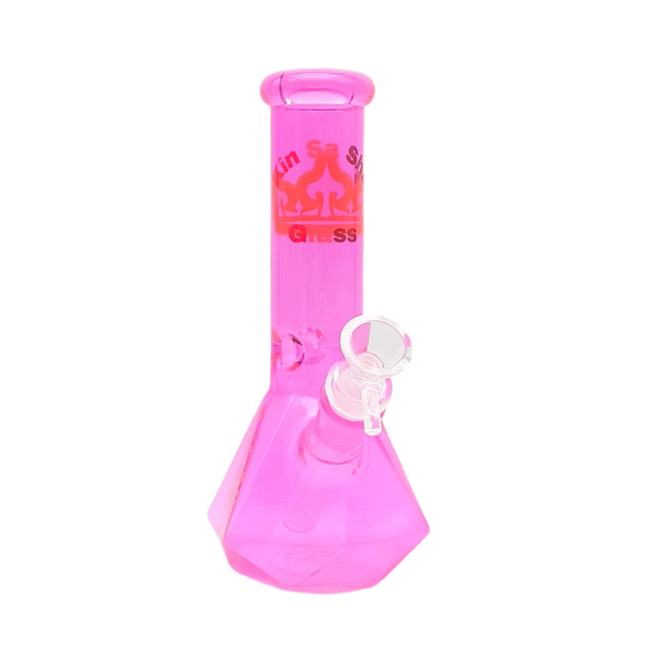 10 INCH 5 MM KIN SA SHA COLORED DIAMOND BEAKER BONG, PINK