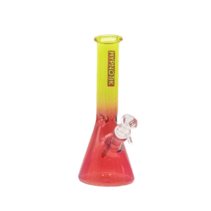 HYPNOTIK 10 INCH BEAKER BONG, YELLOW RED