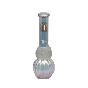 10 INCH 5 MM KIN SA SHA COLORED OWL SHAPED BEAKER BONG, SILVER GREEN