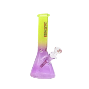 HYPNOTIK 10 INCH BEAKER BONG, YELLOW PURPLE