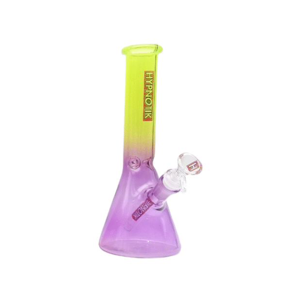 HYPNOTIK 10 INCH BEAKER BONG, YELLOW PURPLE