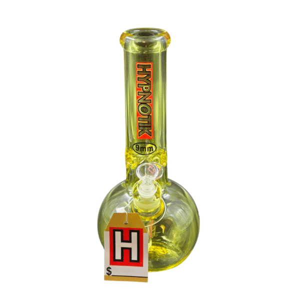 HYPNOTIK 12 INCH 9 MM FULL COLORED ROUND BASE BONG, YELLOW