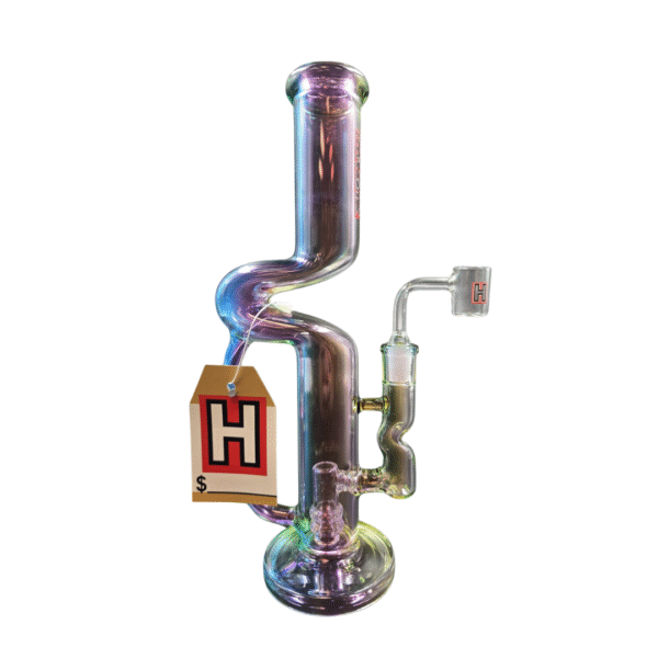 HYPNOTIK 12 INCH AURORA PRISM COIL RIG WITH BANGER, ELECTRO DARK RAINBOW