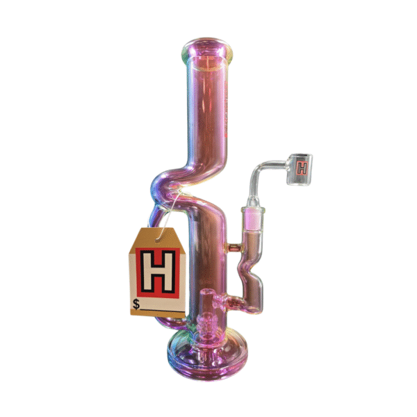 HYPNOTIK 12 INCH AURORA PRISM COIL RIG WITH BANGER, ELECTRO LIGHT RAINBOW