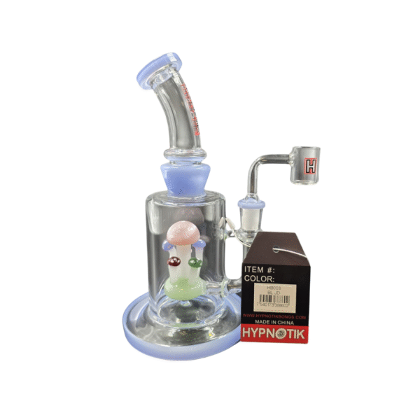 HYPNOTIK 8 INCH FIELD OF MUSHROOMS RIG WITH BANGER, BLUE
