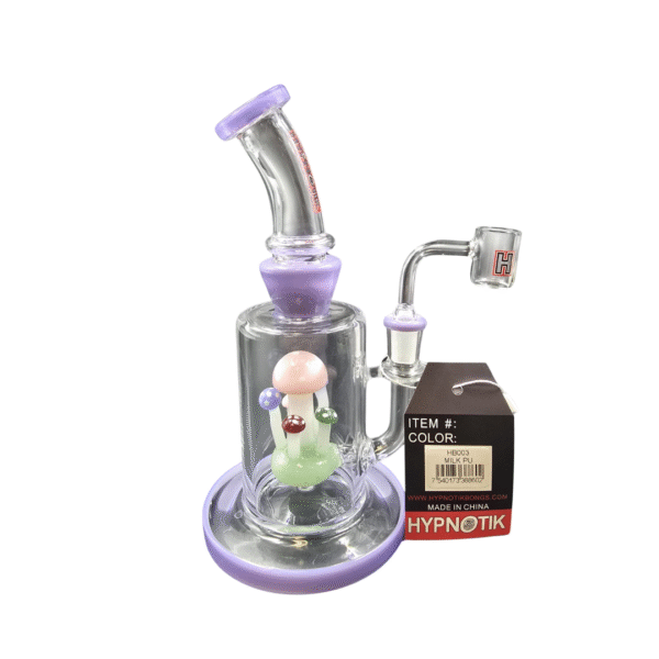 HYPNOTIK 8 INCH FIELD OF MUSHROOMS RIG WITH BANGER, PURPLE