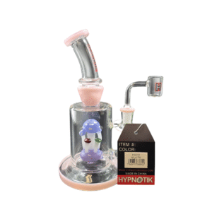 HYPNOTIK 8 INCH FIELD OF MUSHROOMS RIG WITH BANGER, MILK PINK