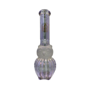 10 INCH 5 MM KIN SA SHA COLORED OWL SHAPED BEAKER BONG, PURPLE