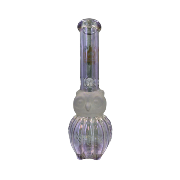 10 INCH 5 MM KIN SA SHA COLORED OWL SHAPED BEAKER BONG, PURPLE